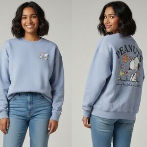 Peanuts Light Blue Sweatshirt with Snoopy Design
